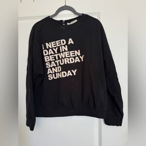 Zara Black Crewneck pullover sweatshirt Size Medium